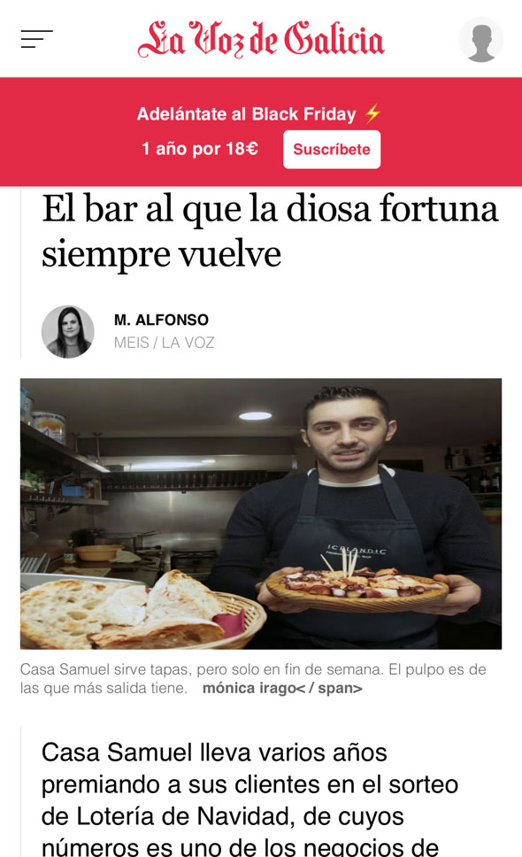 Reportaje: El bar al que la diosa fortuna siempre vuelve en Pontevedra