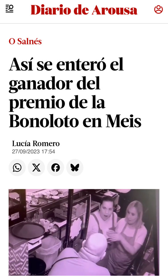 Noticia: Ganador del premio de la Bonoloto en Meis, Casa Samuel